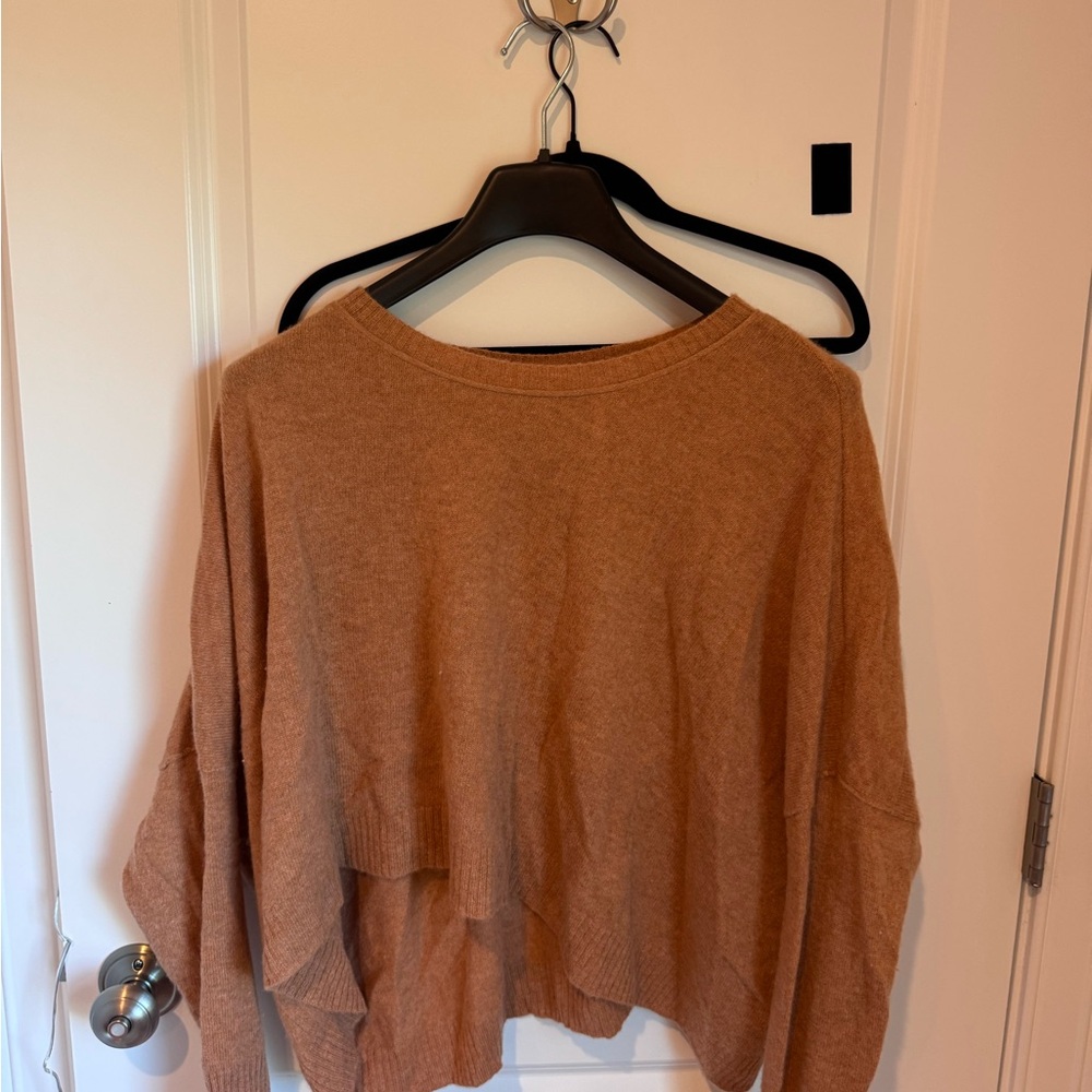Free People Tan Crew Neck Sweater Relaxed Fit